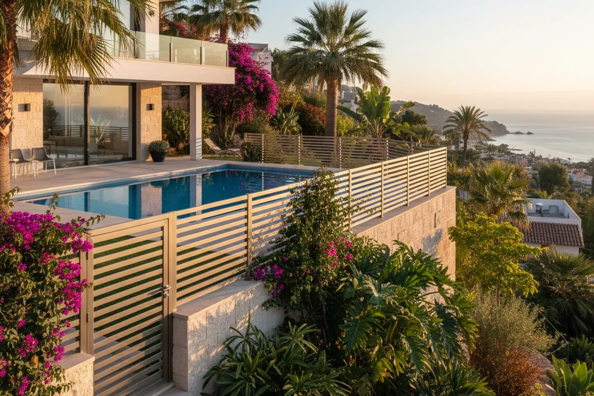 Garden Fencing & Privacy Screens setup on a Mediterranean terrace in Benalmádena, Costa del Sol