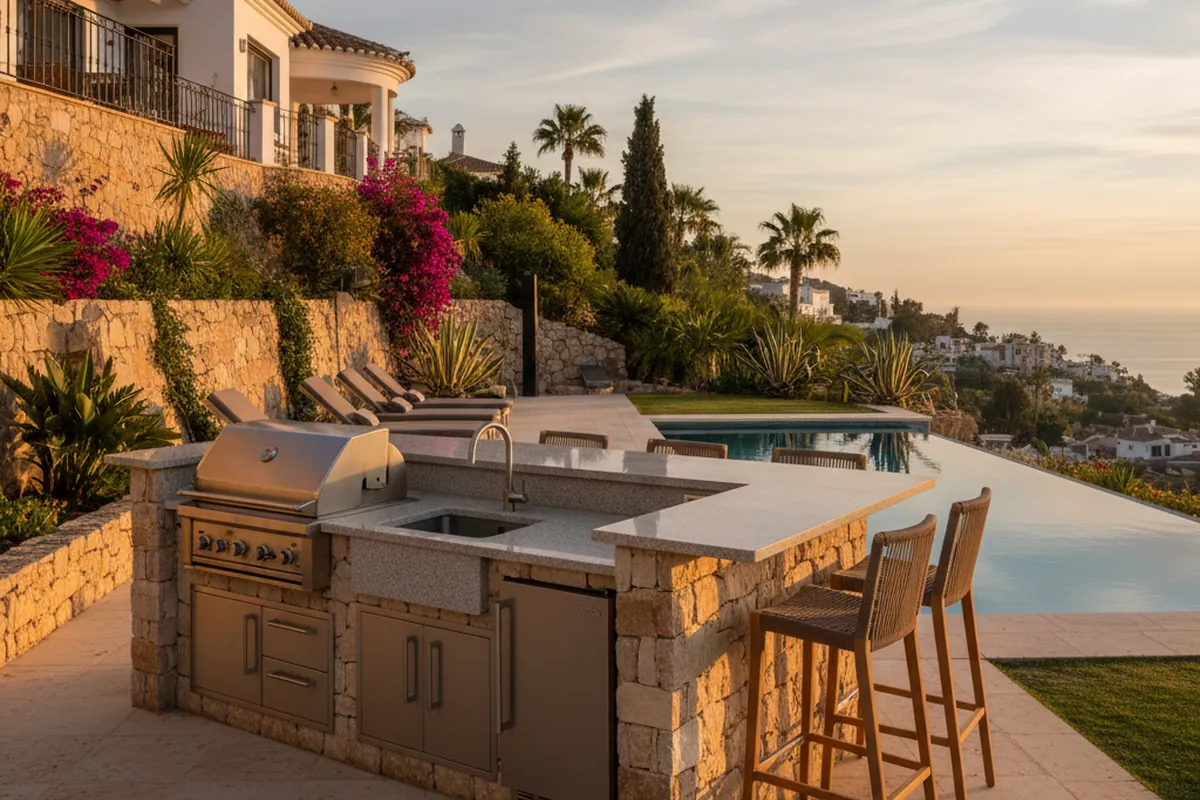 Outdoor Kitchens setup on a Mediterranean terrace in Benalmádena, Costa del Sol