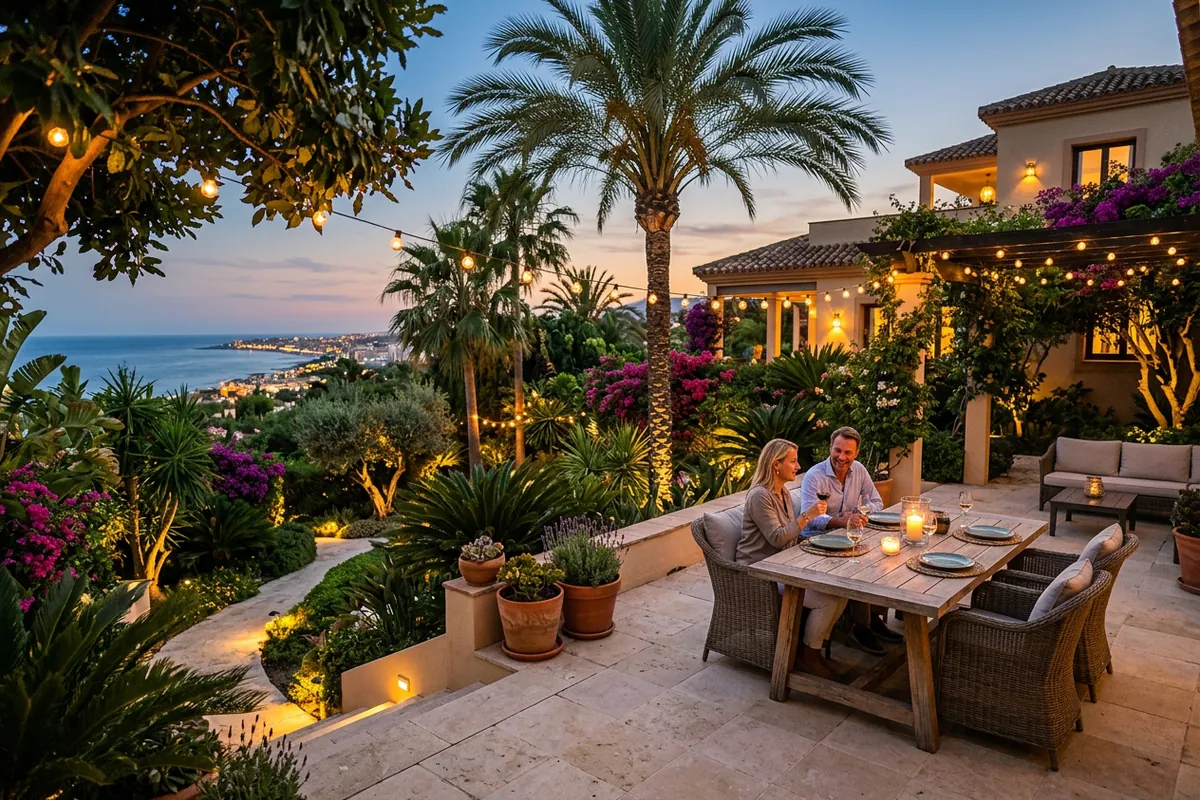 Outdoor Lighting setup on a Mediterranean terrace in Benalmádena, Costa del Sol