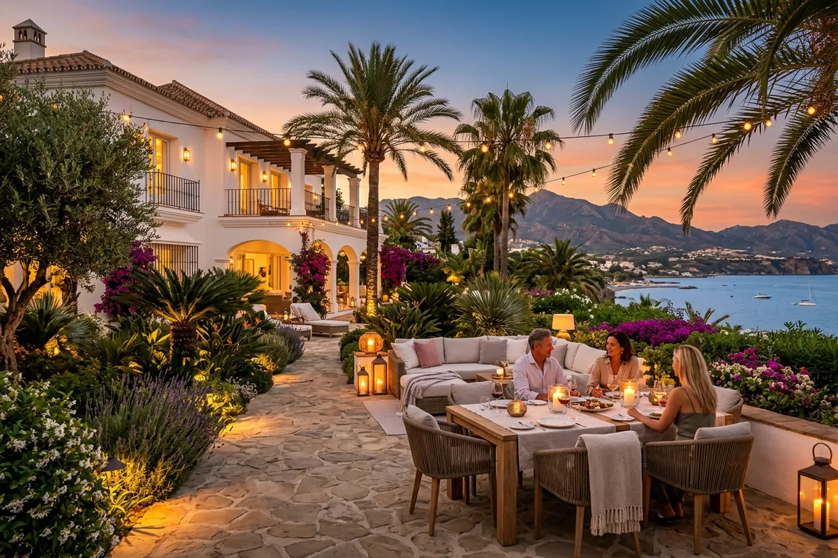 Outdoor Lighting setup on a Mediterranean terrace in Estepona, Costa del Sol