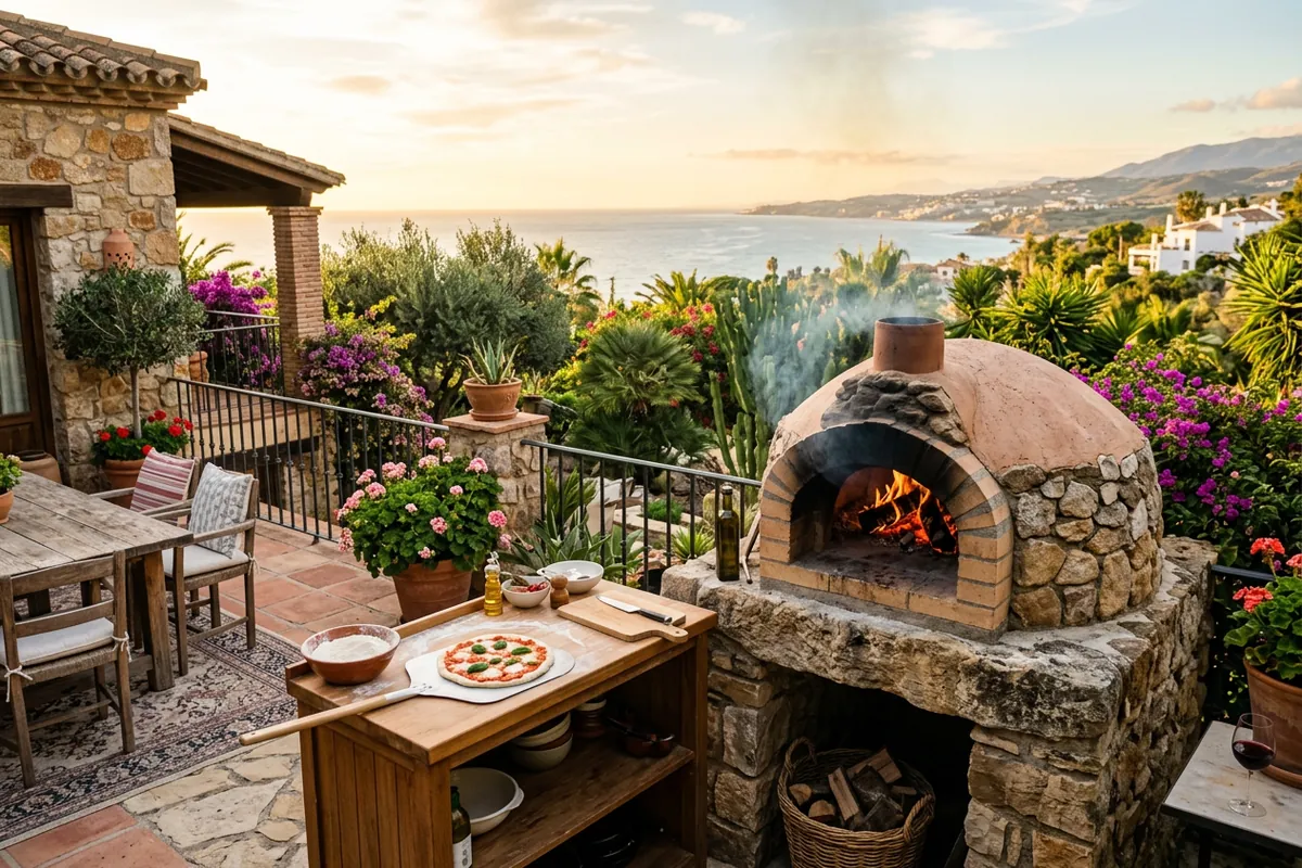 Pizza Ovens setup on a Mediterranean terrace in Estepona, Costa del Sol