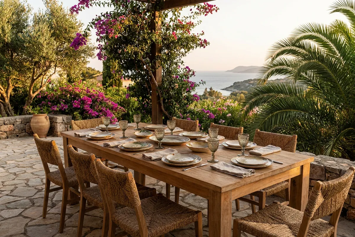Outdoor Dining Sets setup on a Mediterranean terrace in Fuengirola, Costa del Sol