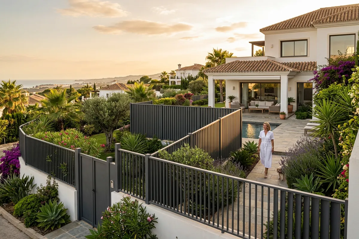Garden Fencing & Privacy Screens setup on a Mediterranean terrace in Fuengirola, Costa del Sol