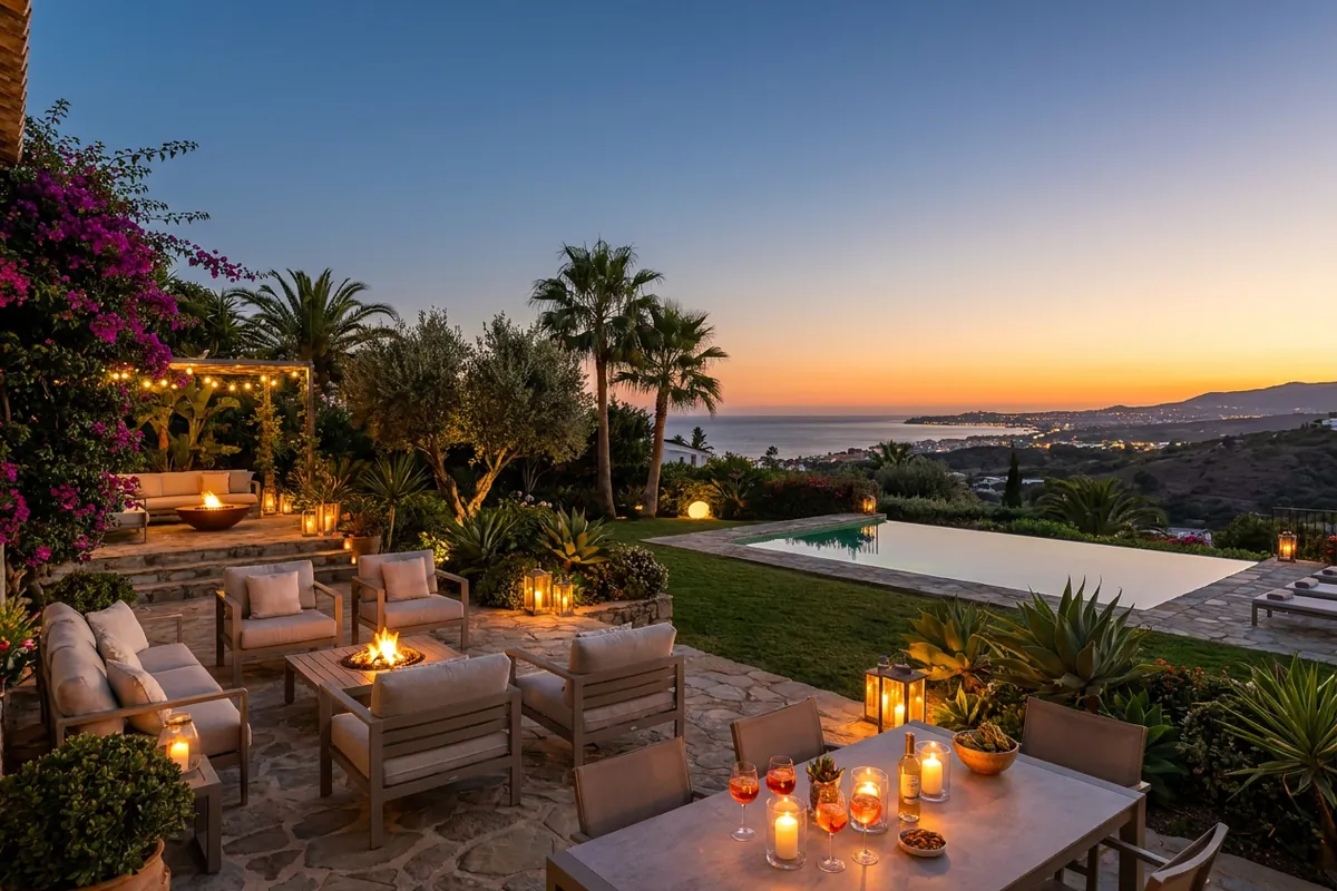 Outdoor Lighting setup on a Mediterranean terrace in Fuengirola, Costa del Sol