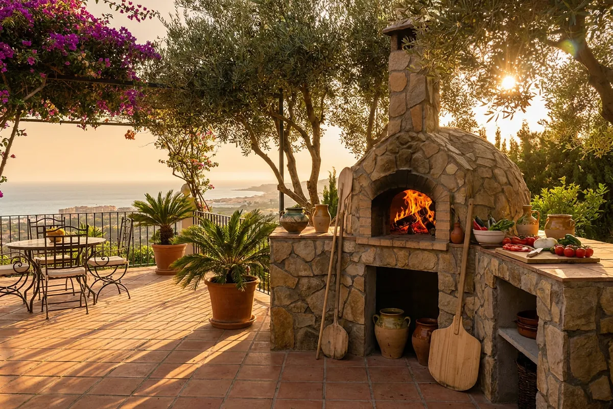 Pizza Ovens setup on a Mediterranean terrace in Fuengirola, Costa del Sol