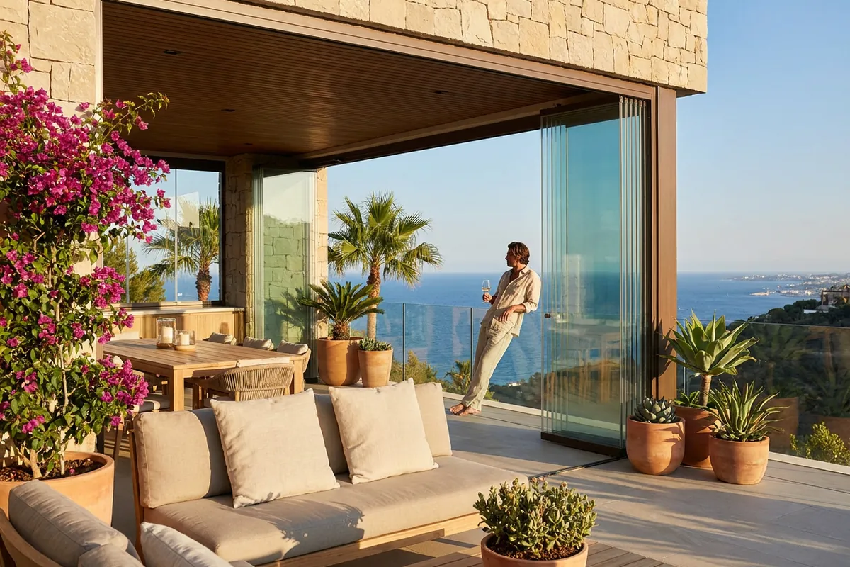 Glass Curtains & Glass Rooms setup on a Mediterranean terrace in Málaga, Costa del Sol