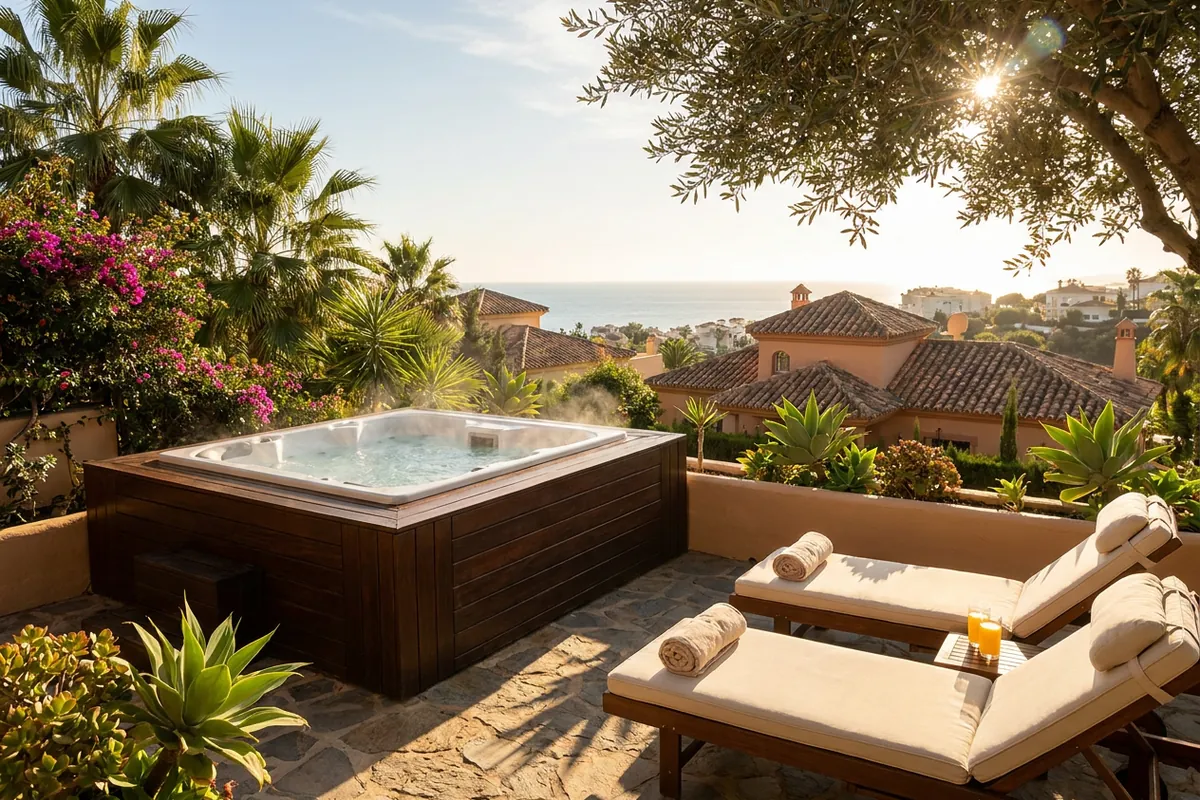 Hot Tubs & Swim Spas setup on a Mediterranean terrace in Málaga, Costa del Sol