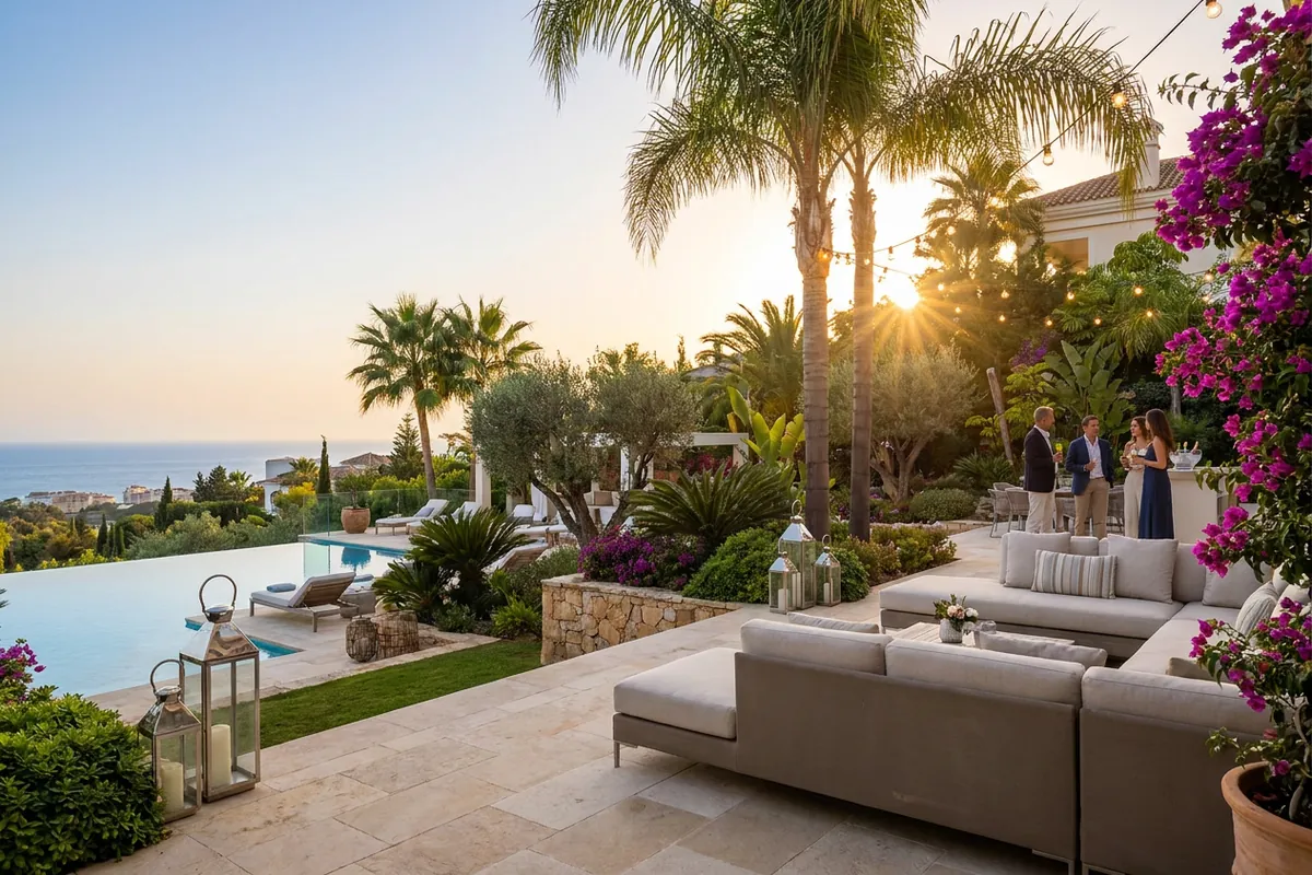 Outdoor Lighting setup on a Mediterranean terrace in Málaga, Costa del Sol
