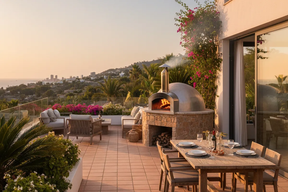 Pizza Ovens setup on a Mediterranean terrace in Málaga, Costa del Sol