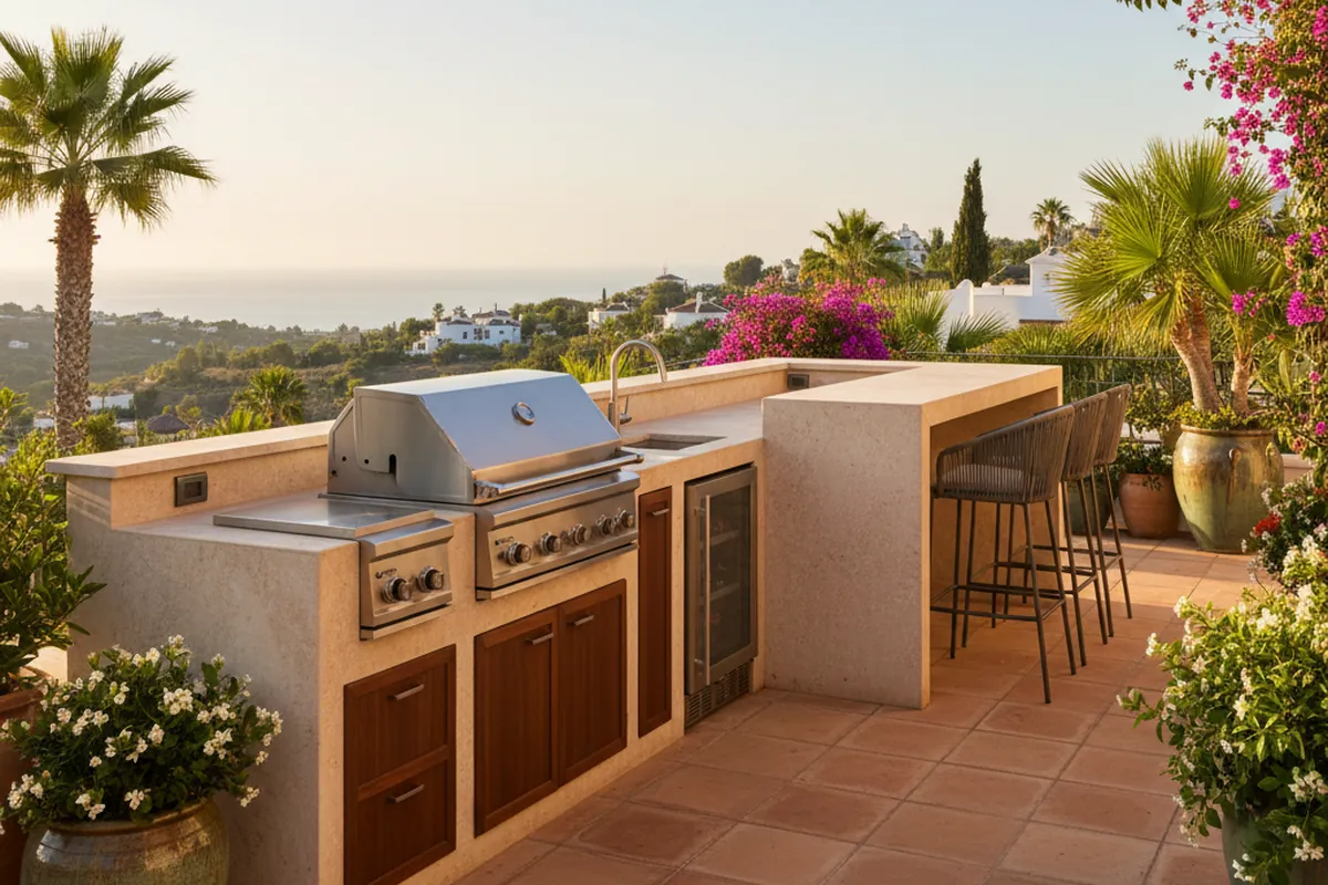 Outdoor Kitchens setup on a Mediterranean terrace in Manilva, Costa del Sol