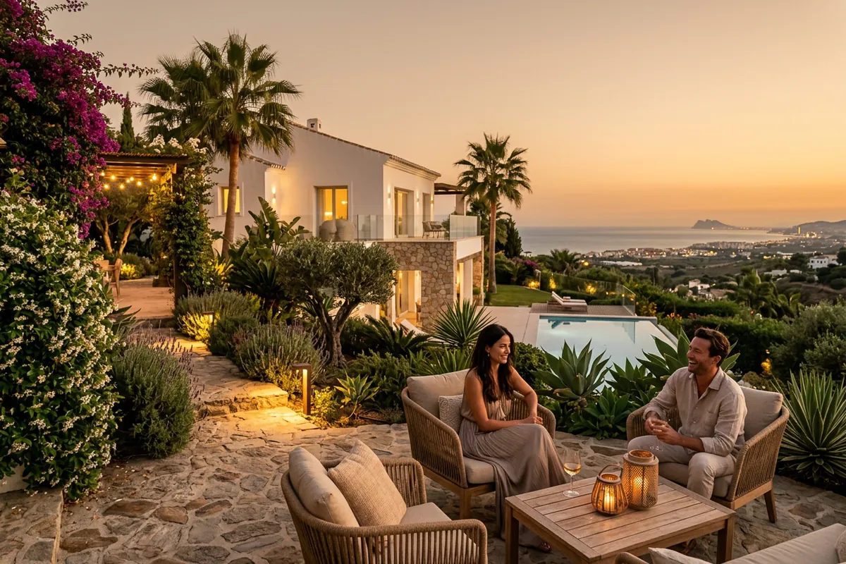 Outdoor Lighting setup on a Mediterranean terrace in Manilva, Costa del Sol