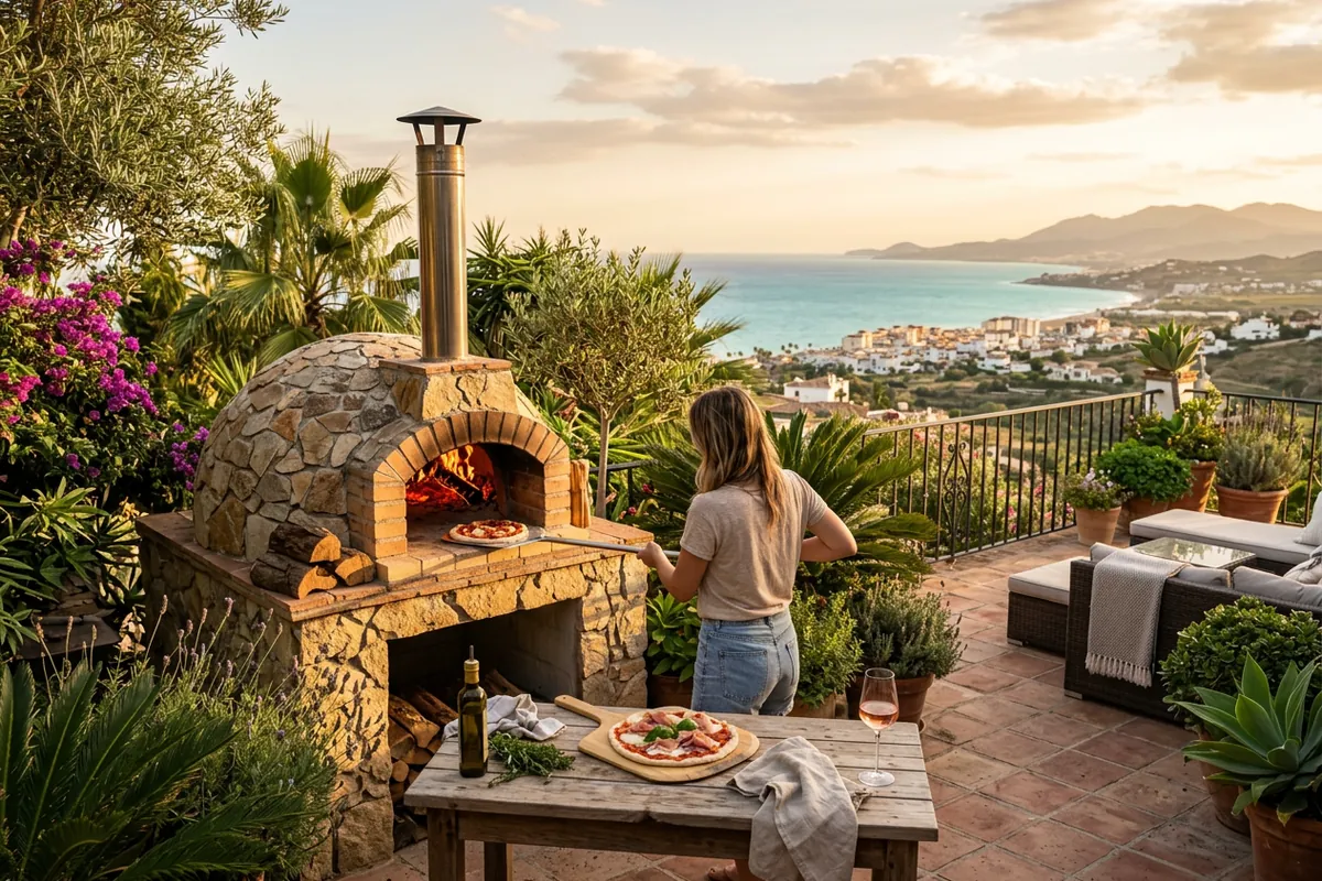 Pizza Ovens setup on a Mediterranean terrace in Manilva, Costa del Sol