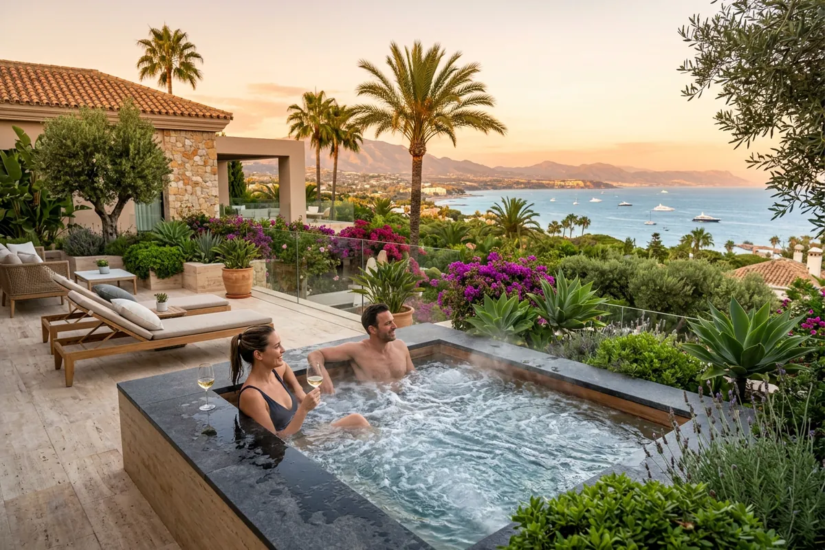 Hot Tubs & Swim Spas setup on a Mediterranean terrace in Marbella, Costa del Sol