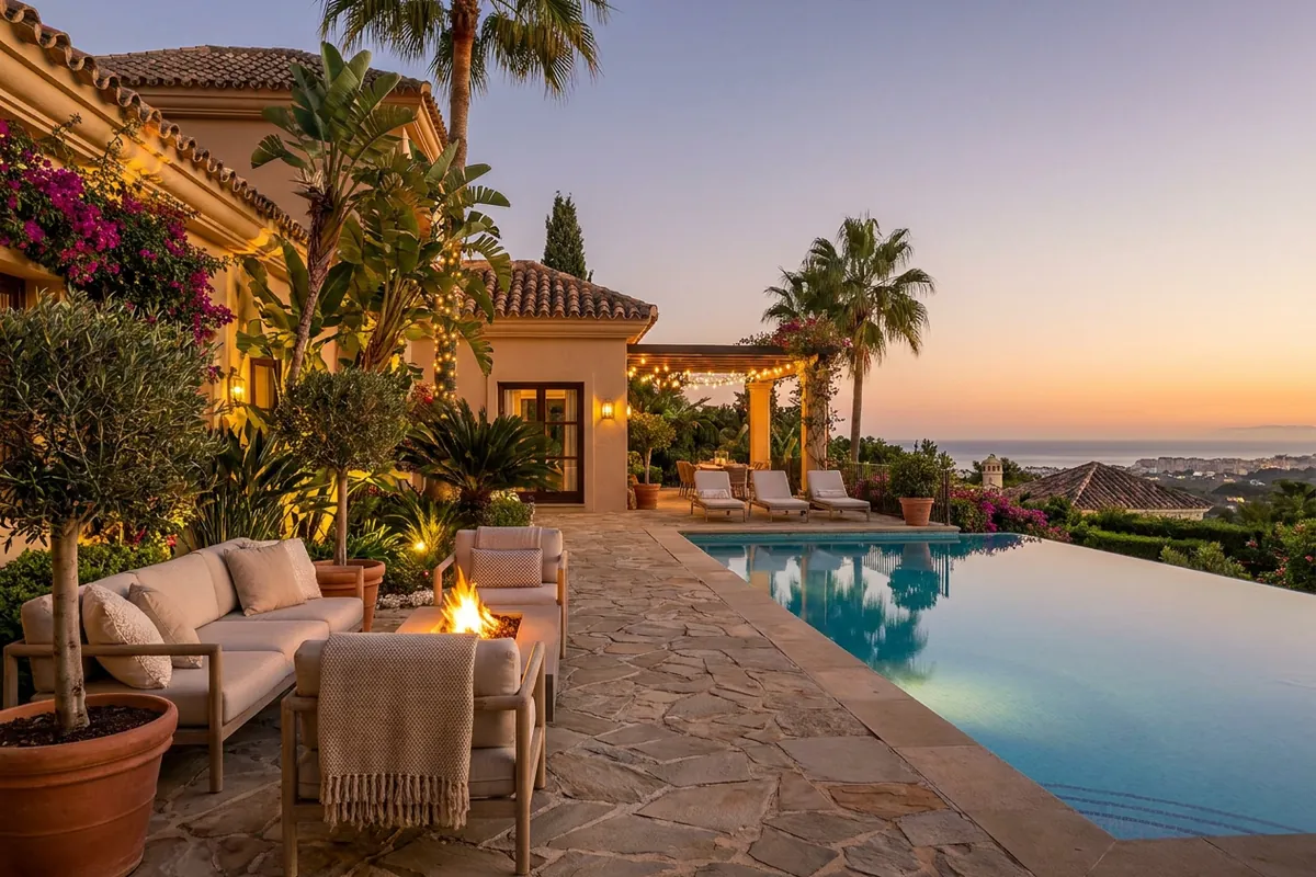 Outdoor Lighting setup on a Mediterranean terrace in Marbella, Costa del Sol