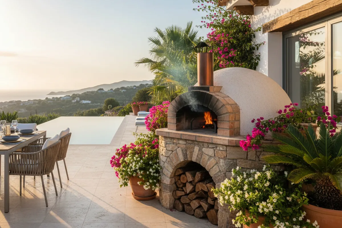 Pizza Ovens setup on a Mediterranean terrace in Marbella, Costa del Sol