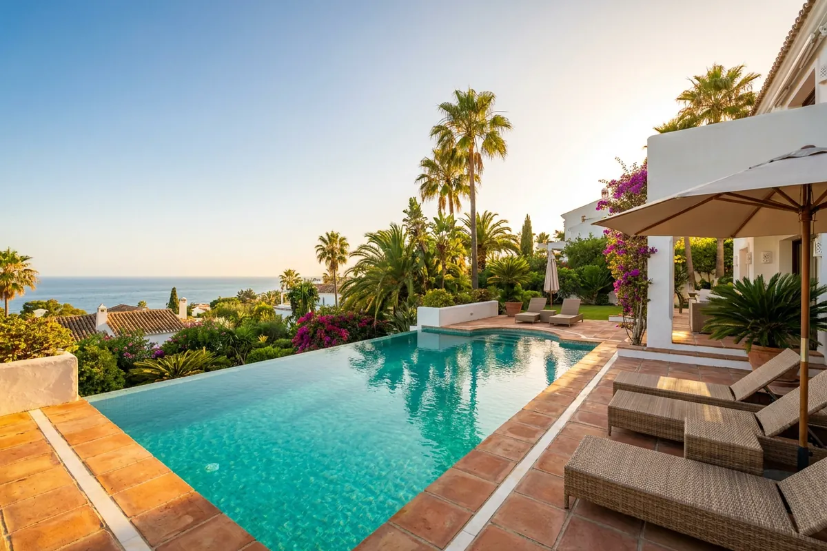 Swimming Pools setup on a Mediterranean terrace in Marbella, Costa del Sol