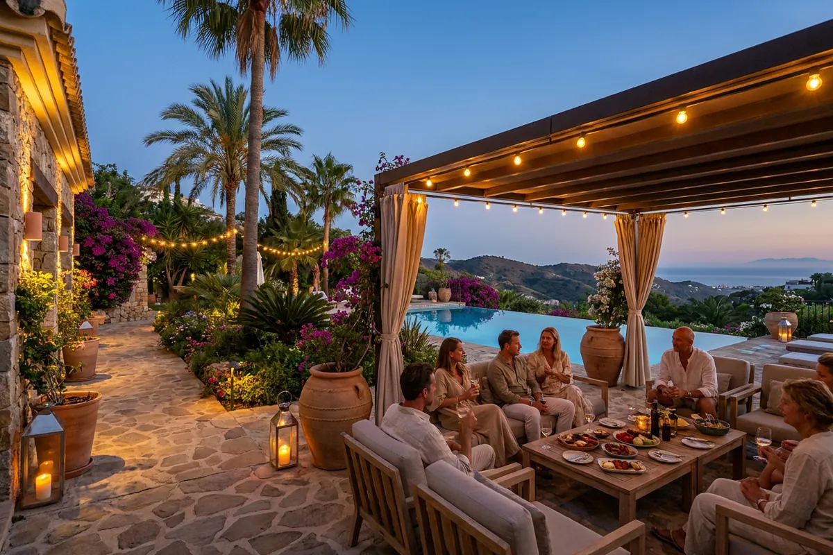 Outdoor Lighting setup on a Mediterranean terrace in Mijas, Costa del Sol