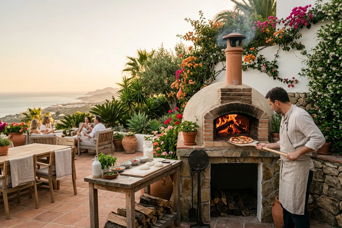 Pizza Ovens setup on a Mediterranean terrace in Mijas, Costa del Sol