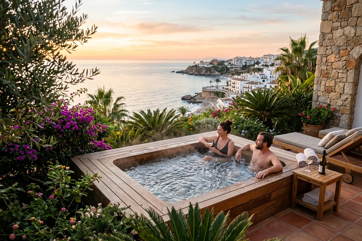 Hot Tubs & Swim Spas setup on a Mediterranean terrace in Nerja, Costa del Sol