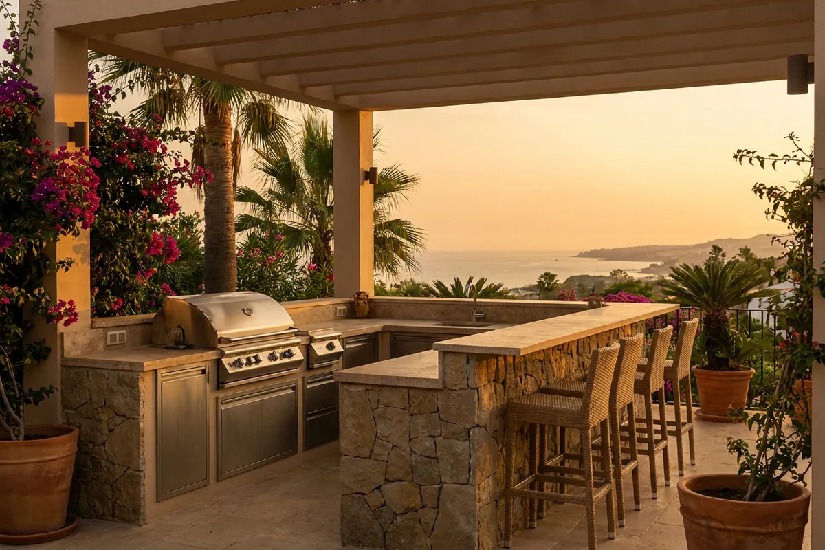 Outdoor Kitchens setup on a Mediterranean terrace in Nerja, Costa del Sol
