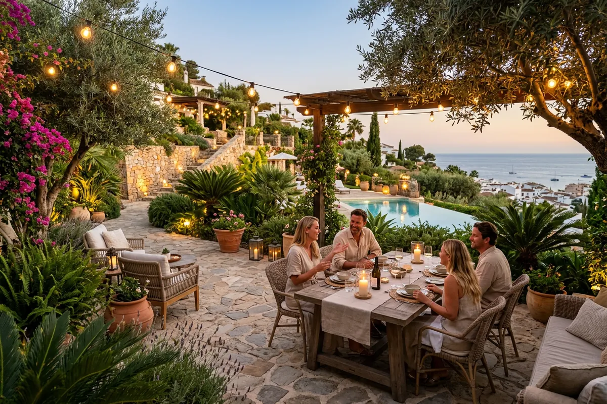 Outdoor Lighting setup on a Mediterranean terrace in Nerja, Costa del Sol