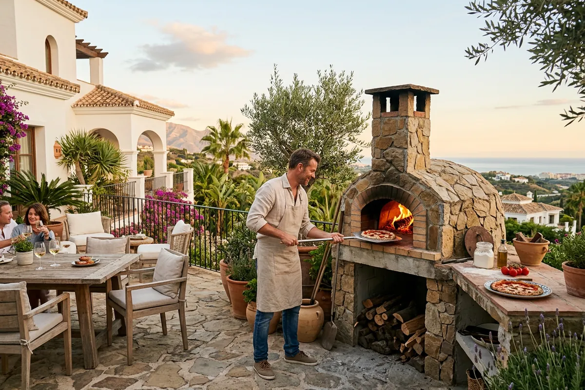 Pizza Ovens setup on a Mediterranean terrace in Nueva Andalucía, Costa del Sol
