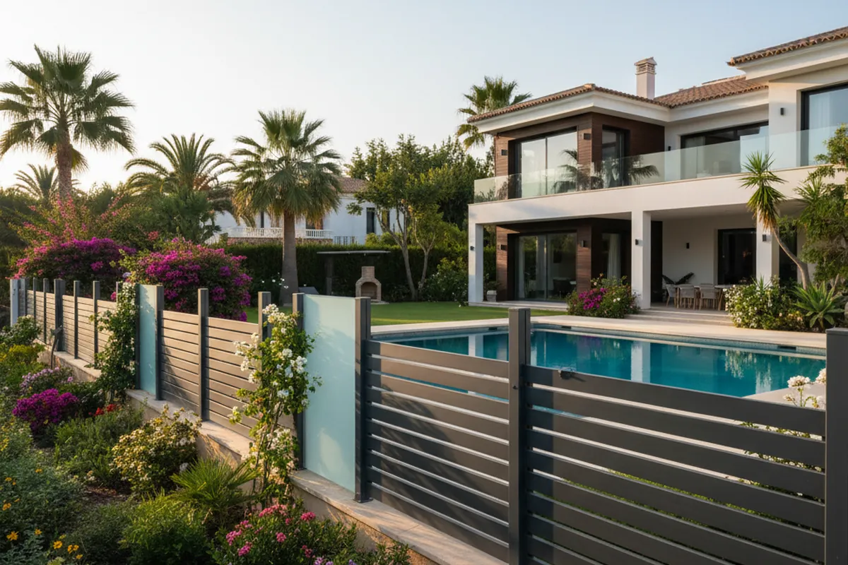 Garden Fencing & Privacy Screens setup on a Mediterranean terrace in San Pedro de Alcántara, Costa del Sol