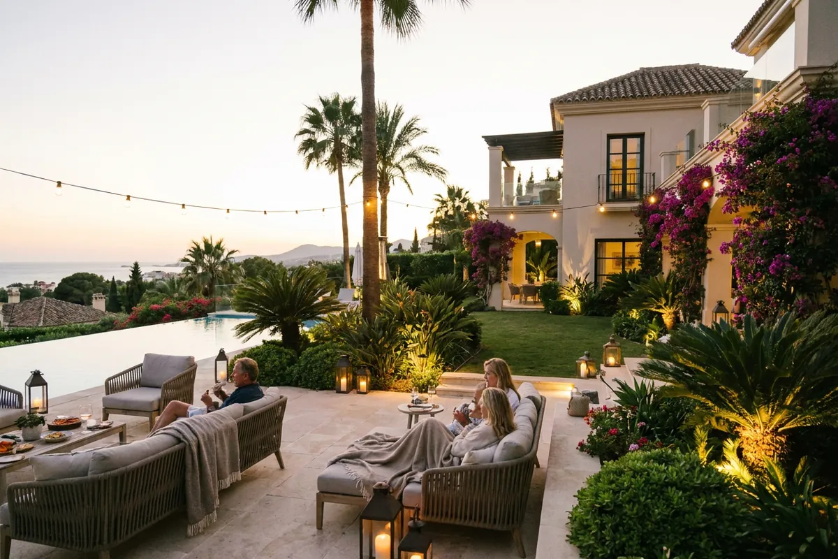 Outdoor Lighting setup on a Mediterranean terrace in San Pedro de Alcántara, Costa del Sol