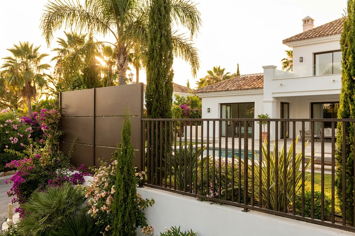 Garden Fencing & Privacy Screens setup on a Mediterranean terrace in Sotogrande, Costa del Sol