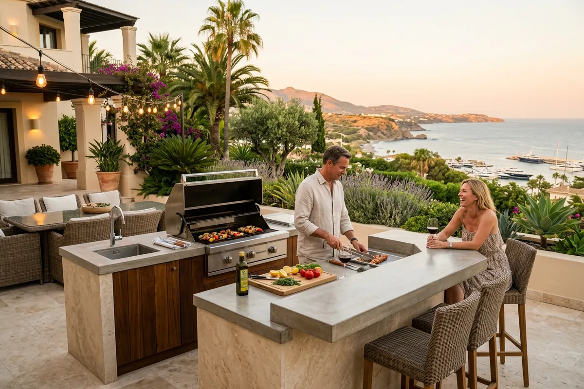 Outdoor Kitchens setup on a Mediterranean terrace in Sotogrande, Costa del Sol
