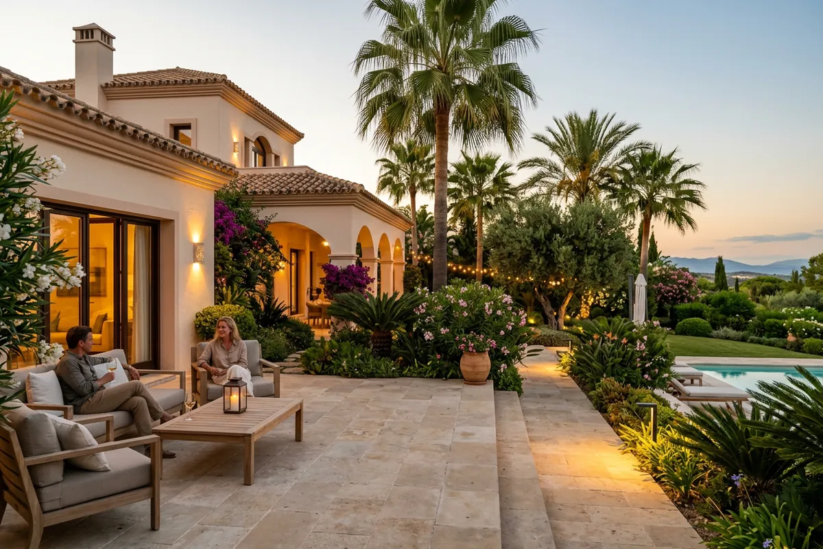 Outdoor Lighting setup on a Mediterranean terrace in Sotogrande, Costa del Sol