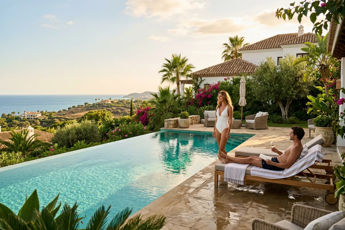Swimming Pools setup on a Mediterranean terrace in Sotogrande, Costa del Sol