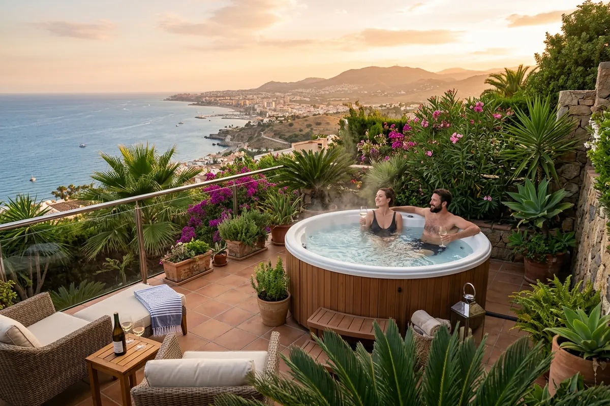 Hot Tubs & Swim Spas setup on a Mediterranean terrace in Torremolinos, Costa del Sol