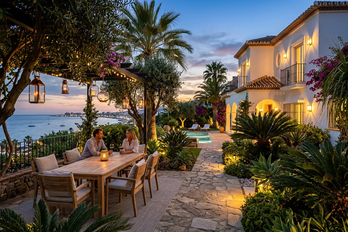 Outdoor Lighting setup on a Mediterranean terrace in Torremolinos, Costa del Sol