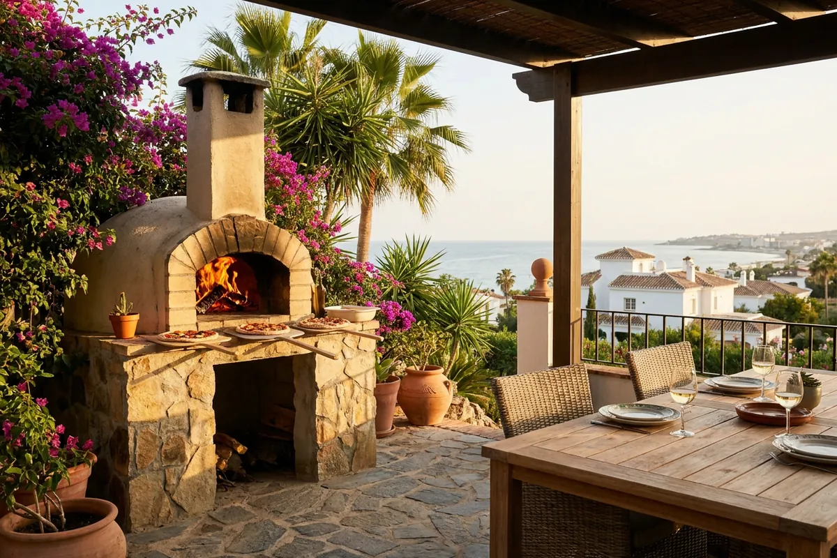 Pizza Ovens setup on a Mediterranean terrace in Torremolinos, Costa del Sol